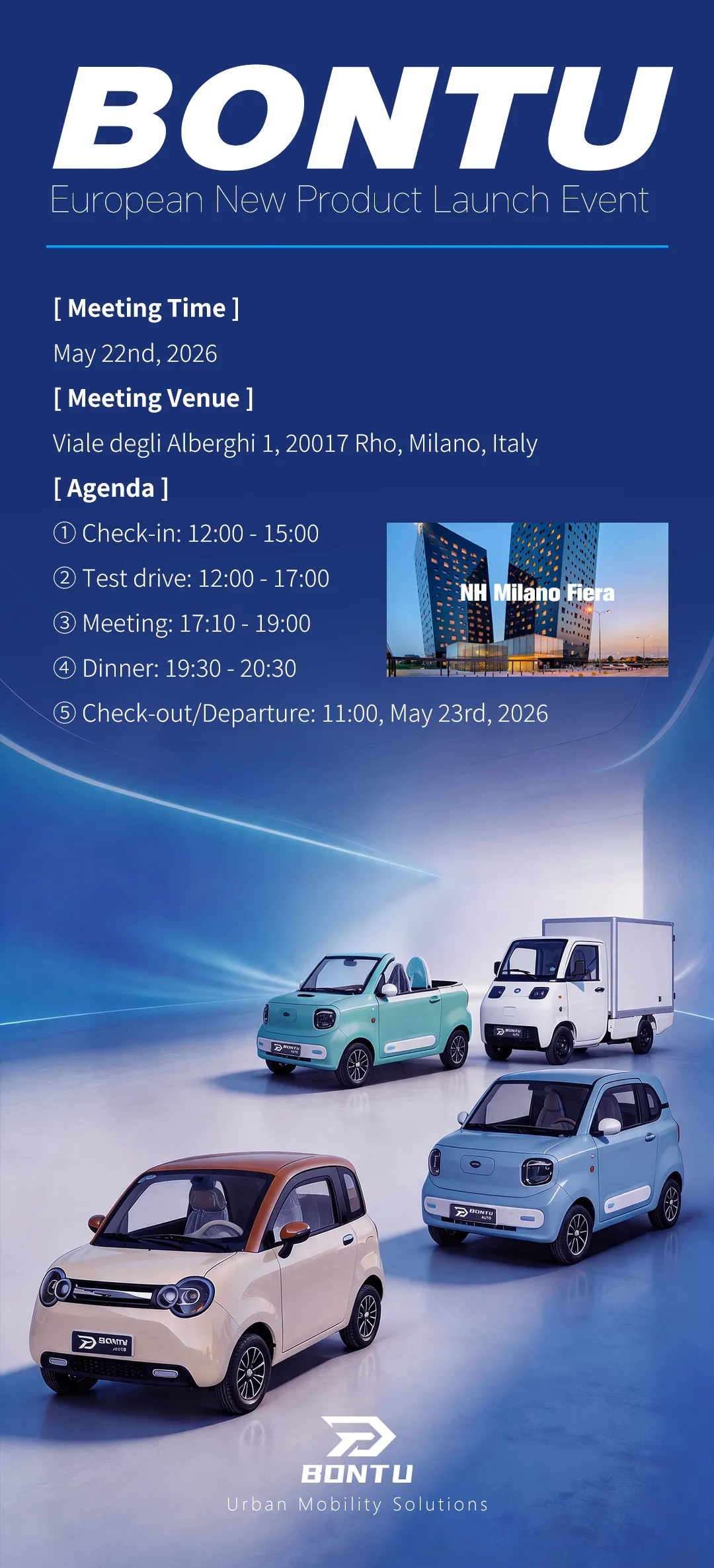 El evento de lanzamiento de BONT∪ Europa se llevará a cabo en Milán, Italia, el 22 de mayo.
